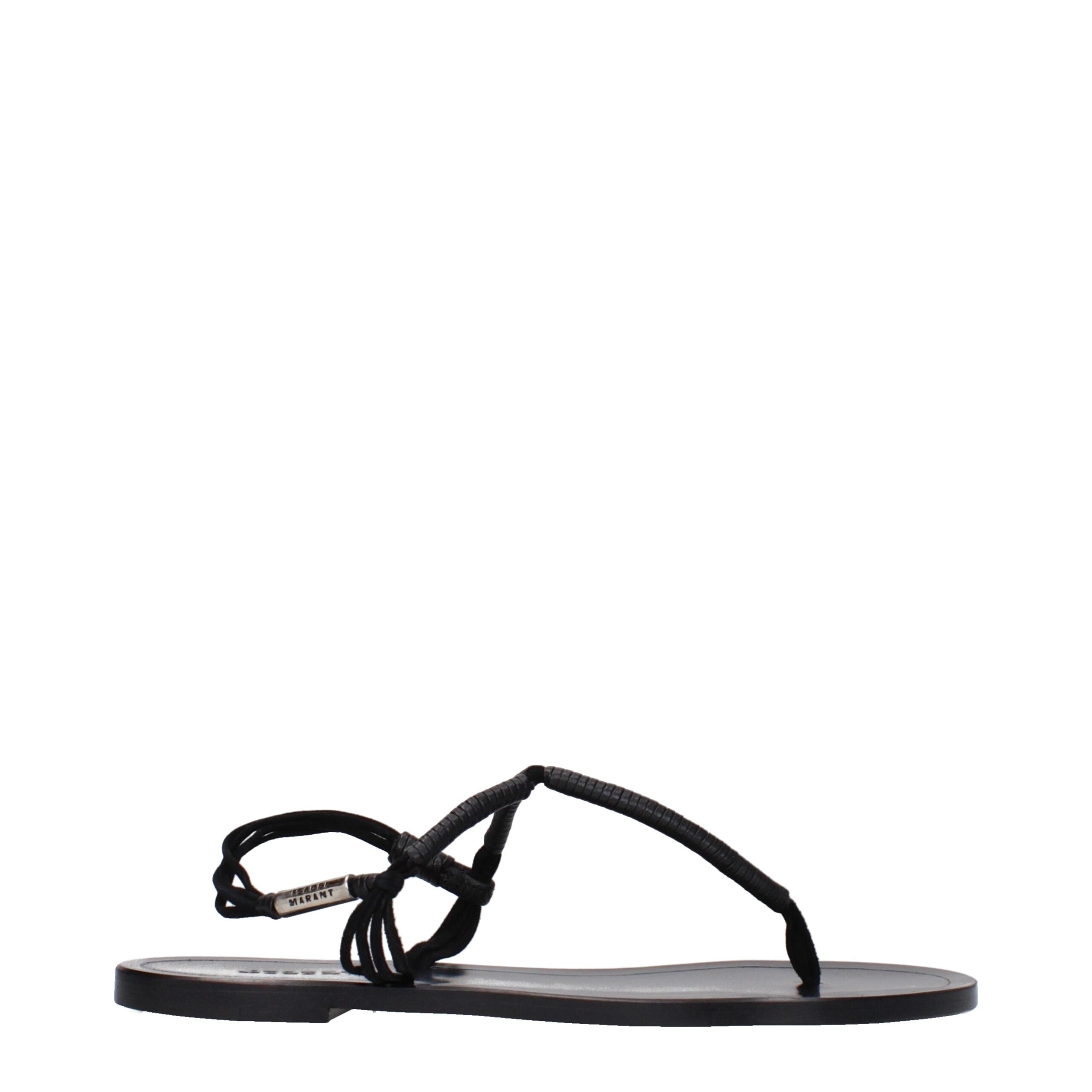 Isabel Marant Black Leather Flip-Flop Sandal